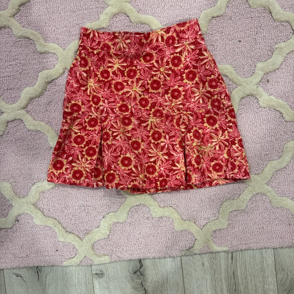 Kenzo Red Floral Mini Skirt